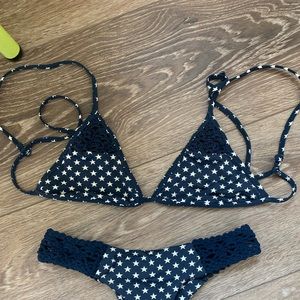 FRANKIES BIKINIS TANNER TOP STARS PRINT SZ Large